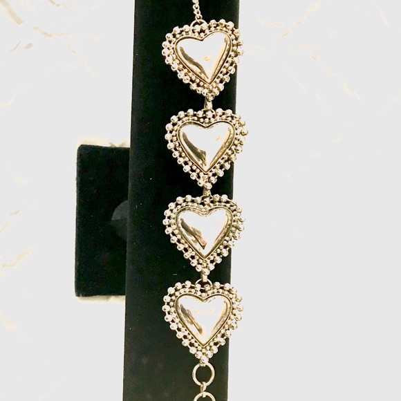 Silver Puffed Hearts Bracelet - Picture 3 of 6